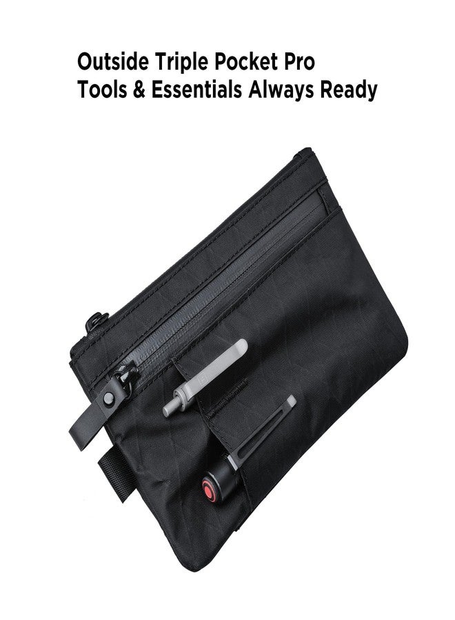 ALPAKA Zip Clutch Black X-Pac VX21 - Functions as Zipper Wallet and EDC Carrier - Weatherproof and RFID Blocking Material - 3 External Slots for EDC Gear - 3 Inside Pockets - Image 4