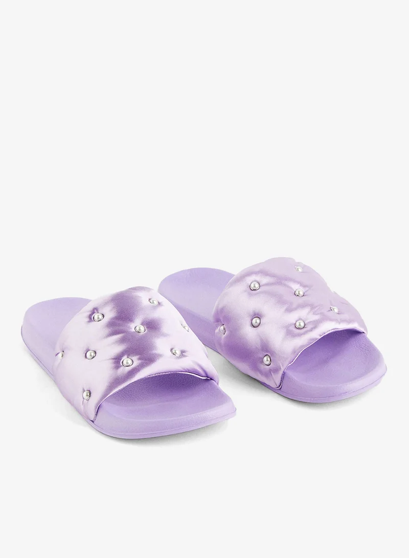 اتش اند ام شبشب من الساتان مزين بالخرز