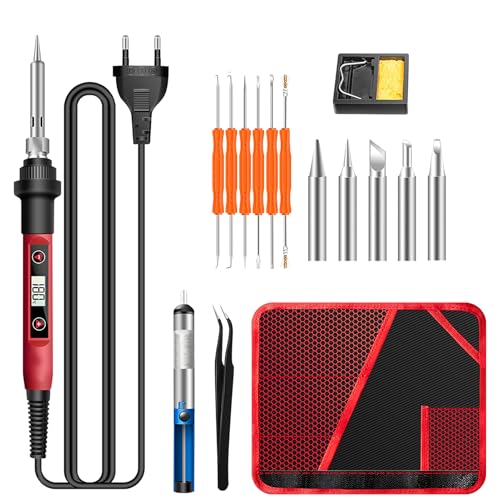Serplex® Soldering Iron Kit Set 60 Watt Original 220V Fast Heat up, LCD Digital Solder Irons, 180~520°C Adjustable Temperature Soldering Gun Set with 5pcs Extra Tips, for Electrical Repairs, DIY - Image 1