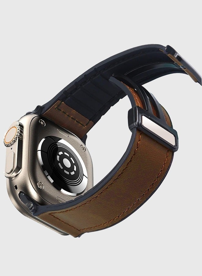 كيلا أشرطة جلدية بإبزيم مغناطيسي تناسب Apple Watch Ultra 2/Ultra Series 9/8/SE 2nd Gen/7/SE/6/5/4/3/2/1 متوافقة مع أحجام العلبة 42/44/45/49 مم ومتوافقة أيضًا مع Series 10 بحجم علبة 46 مم - Image 2