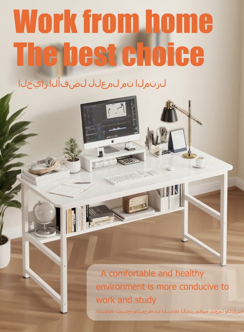 WAMIT Gaming table,Computer Table,Gaming Desk with stand,Suitable for home office desk and studio,Office desk home desk student writing study desk with monitor stand multifunctional office 100*50*75 (white)  - Image 3