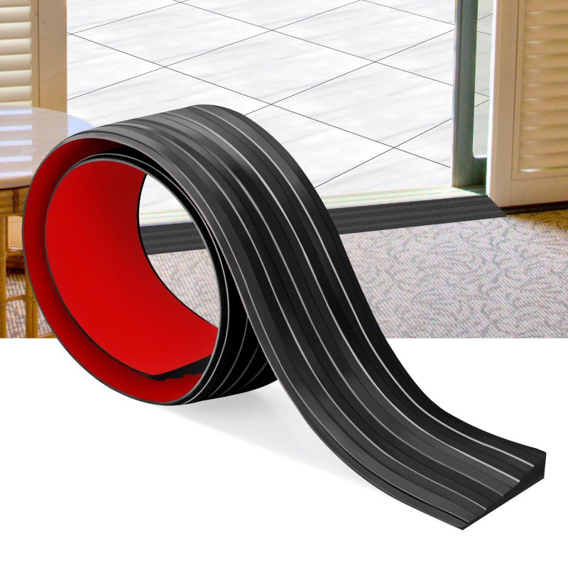 Rubber Door Threshold Ramp SelfAdhesive Rubber Ramp for Door Threshold 25 Inch Rise for Wheelchair Scooter Doorway Floor Tile Threshold Transition Strip Reducer Black 2 in Wide x 66 Ft Long