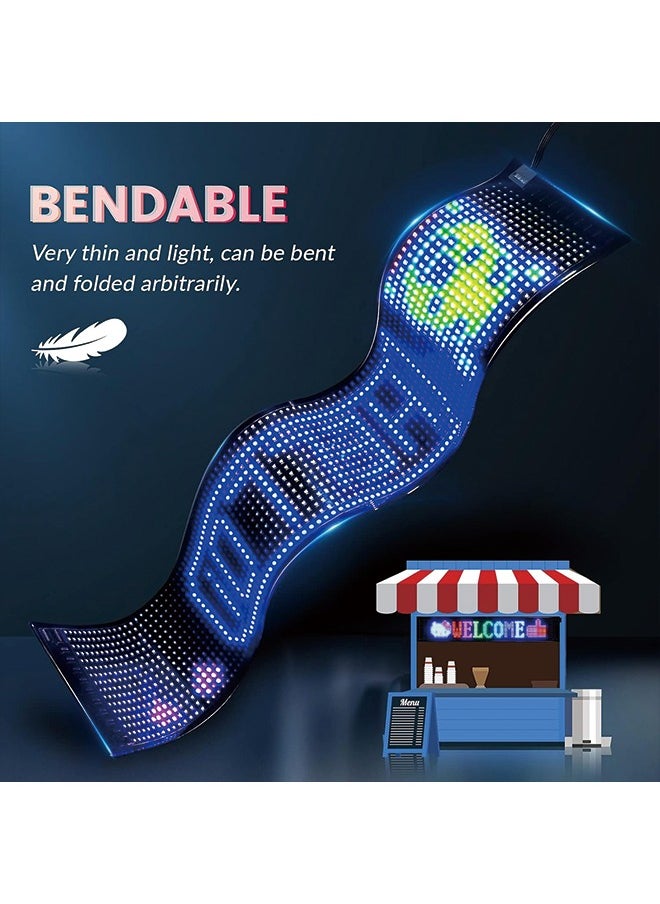 Generic - Scrolling Huge Bright Advertising LED Signs, Flexible USB 5V Bluetooth App Control Custom Text Pattern Animation Programmable Display for Store Car  Hotel (27''x5'') - Image 1