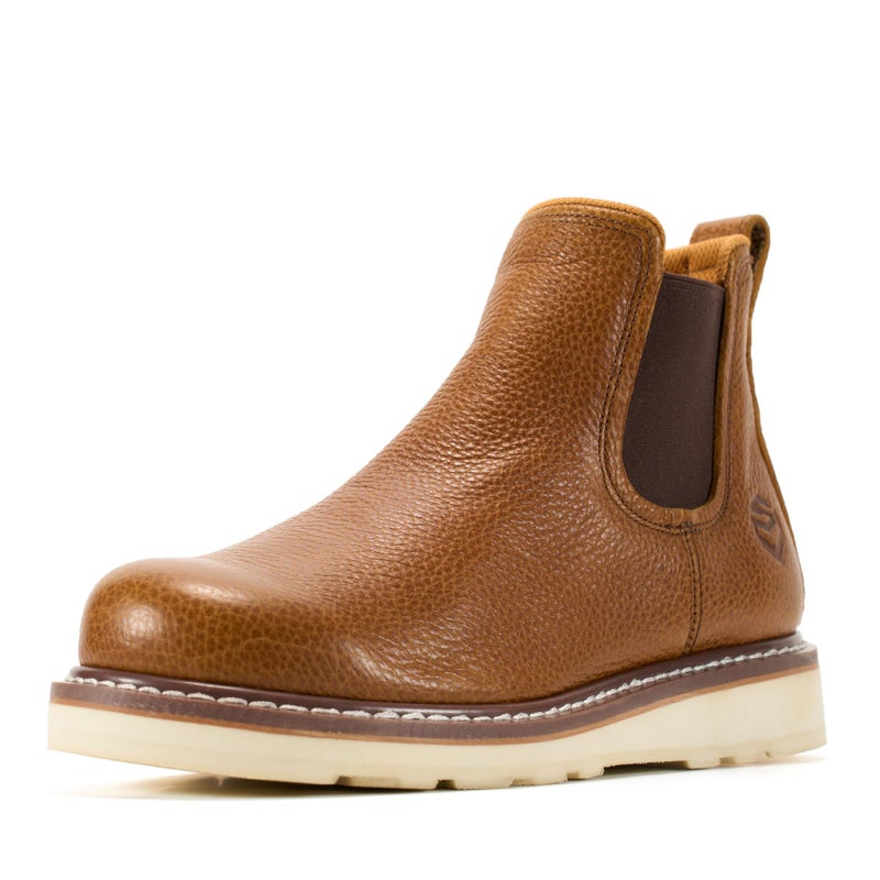 SUREWAY Men's Slip On Chlesea Work Boots for Men - Soft Toe,Lightweight Comfortable,Full Grain Leather,Slip-resistant Wedge Sole,Light Brown,Size 10.5 - Image 1