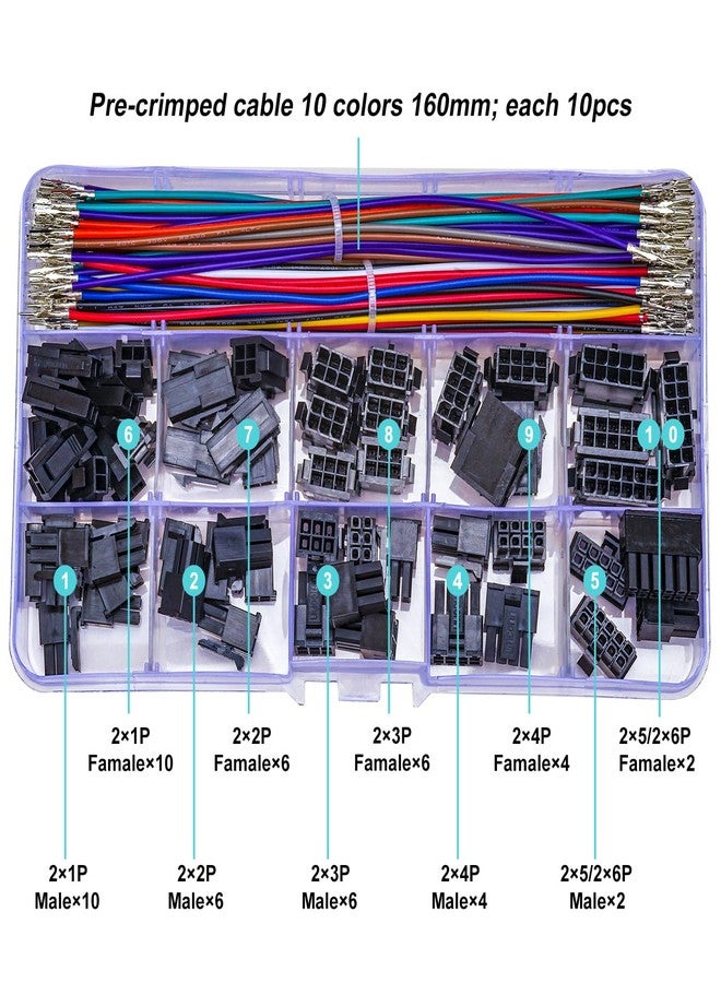 yoeruyo موصل Yoeruyo Micro-Fit بمسافة 3.0 مم مع كابلات ممتازة 22AWG مضغوطة مسبقًا، متوافق مع غلاف Molex 3.0 مم ثنائي الصف 2 * 1/2/3/4/5/6 دبوس (MX3.0-Dual) - Image 2