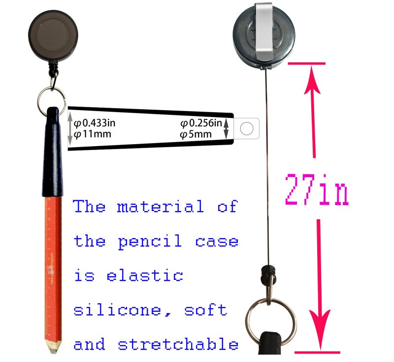 XILAOTOU 8 Elastic Silicone Pencil Holders, Duty Pull Pens for Woodwork/Bricklayer/Handicraft Maker, Black - Image 3