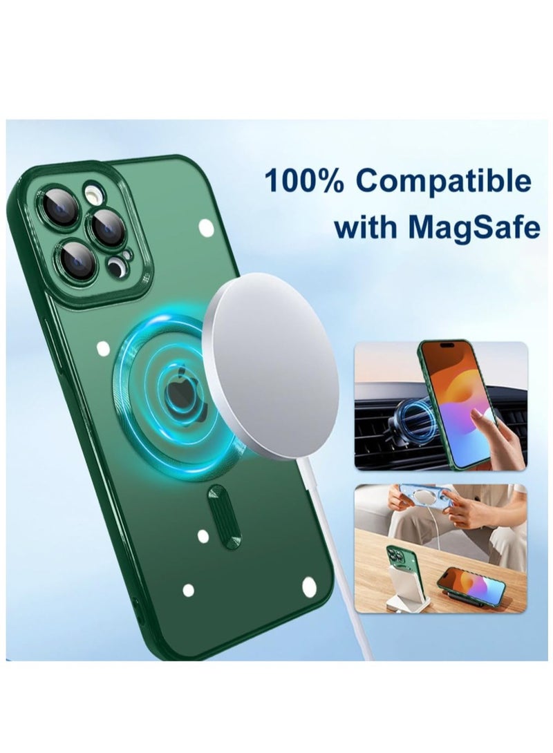 ELTRAZONE Magnetic Case for iPhone 15 Pro Max Case [Compatible with MagSafe] Full Camera Protection Clear Plating Luxury Cover for Women Men Soft TPU Bumper Drop Protective Phone Case (6.7"),Green - Image 4