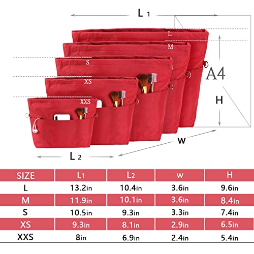 VANCORE Purse Bag Organizer Insert with 13 Pockets, Handbag and Tote Bag Inside Shaper with Zipper (Red, Medium) - Image 5
