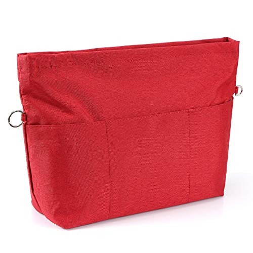VANCORE Purse Bag Organizer Insert with 13 Pockets, Handbag and Tote Bag Inside Shaper with Zipper (Red, Medium) - Image 3