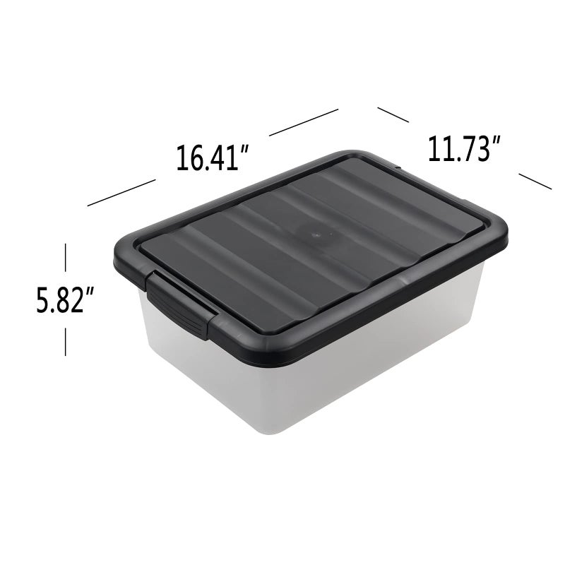 Teyyvn 14 L Clear Storage Box, 2-Pack Plastic Storage Bin with Black Lid - Image 2