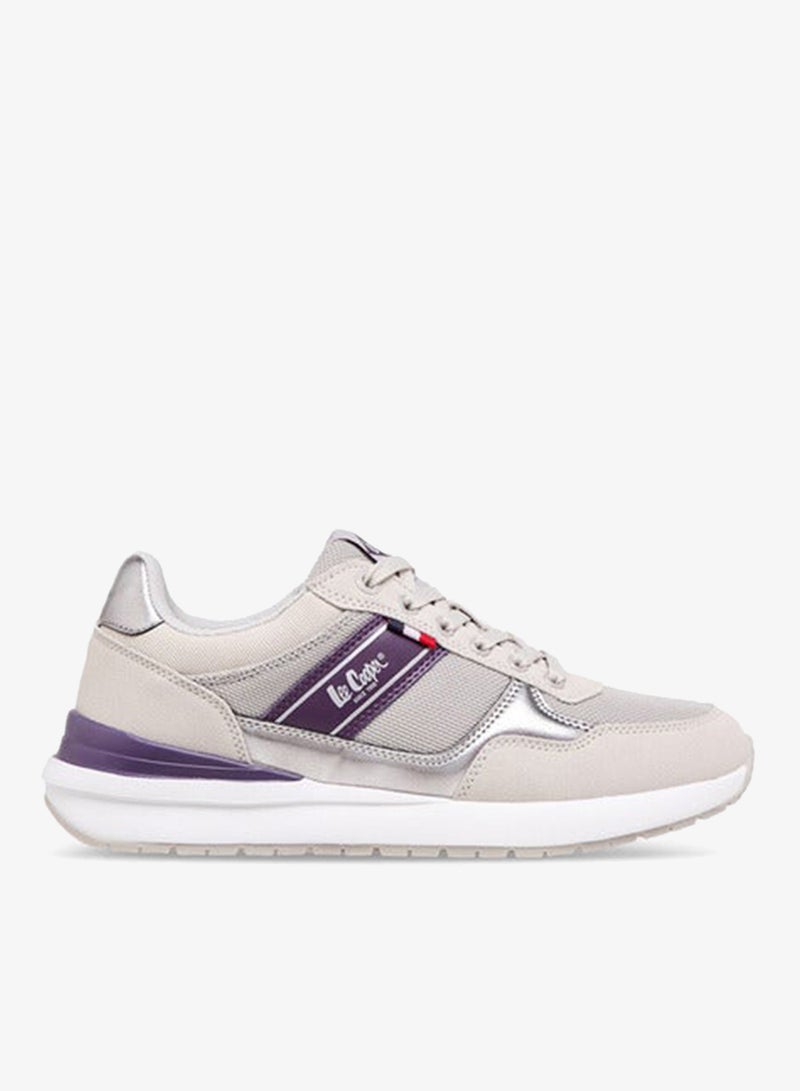 Lee Cooper Women's Logo Print Sneakers with Lace-Up Closure - Image 1