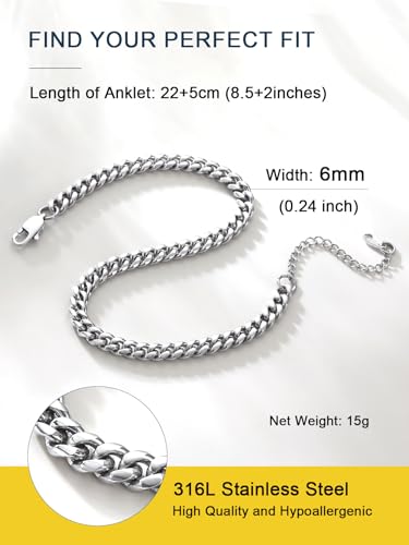 ChainsPro Cuban Anklets for Women Barefoot Jewelry Men Ankle Bracelets Stainless Anklet Chains Plus Size Ankle Bracelet - Image 2