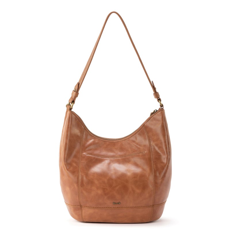 The Sak Sequoia Hobo Bag in Leather, Single Shoulder Strap, Tobacco Floral Emboss - Image 5