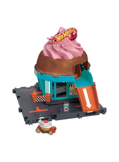Hot Wheels City Track Set with 1 Hot Wheels Car Ice Shop Playset