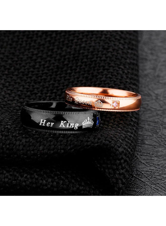 LineAve 2-Piece Stainless Steel His Or Her King Couple Matching Wedding Band Ring - Image 4