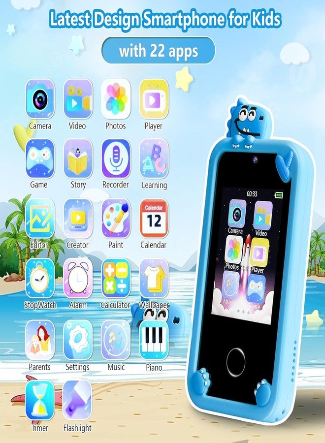 Cason Small Smart Phone for Boys & Girls,2.8” Touch Screen Mini Toy Phone for Kids with Dual Camera, Music Player, Games Kids Mobile with 8GB SD Card (Blue) - Image 2