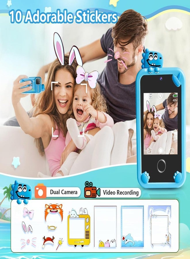 Cason Small Smart Phone for Boys & Girls,2.8” Touch Screen Mini Toy Phone for Kids with Dual Camera, Music Player, Games Kids Mobile with 8GB SD Card (Blue) - Image 3
