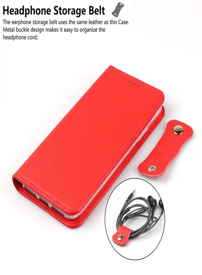 iCoverCase Compatible with iPhone 11 Wallet Case, RFID Blocking Genuine Leather Magnetic Case with Wrist Strap and Card Slots Kickstand Feature Flip Cover 6.1 Inch (Red) - Image 5