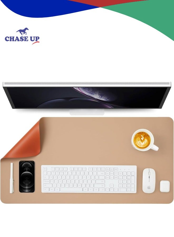 Chase Up Leather Desk Mouse Pad Protector, Stitched Edge Non-Slip Table Pad Blotter Laptop Mouse Mat Waterproof Writing Pad for Office and Home
