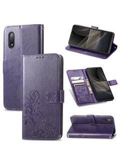 Case Cover For For Sony Xperia Ace II Four-leaf Clasp Embossed Buckle Mobile Phone Protection Leather Case with Lanyard & Card Slot & Wallet & Bracket Function(Purple)