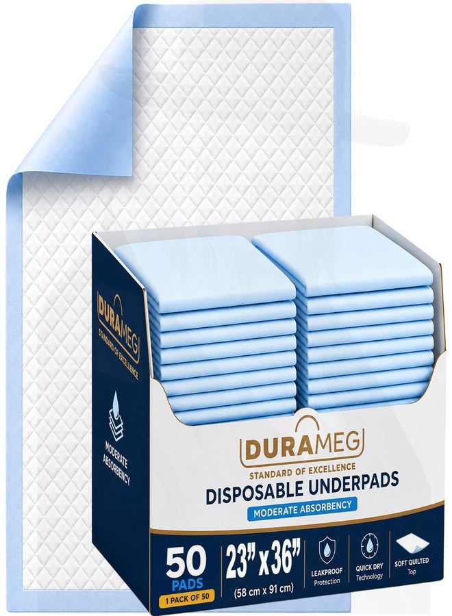 Durameg Disposable Blue Puppy Pads -23" X 36" [50 Pack] Pee Pads for Dogs, Hospital Grade Dog Pads, Ideal for Training and Travel, Togo Underpads for Puppies, Adults, and Pets - Image 1