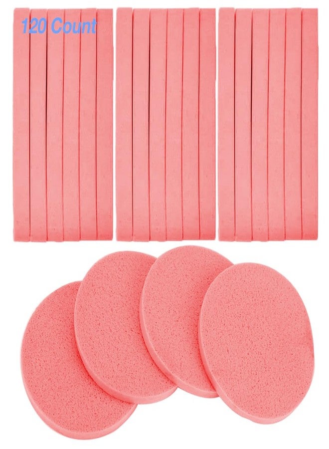 FITINI Facial Sponge Compressed 120 Count,Makeup Remover Wash Pads Round Soft Face Cleansing Sponges for Woman Exfoliating Mask,Makeup Removal,Spa Cleaning,Coral Pink - Image 1