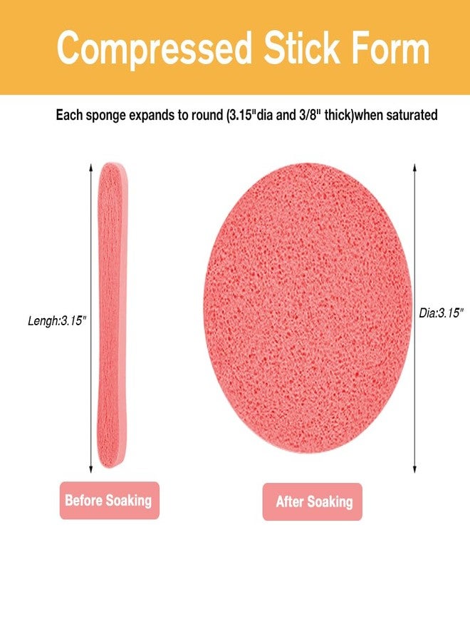 FITINI Facial Sponge Compressed 120 Count,Makeup Remover Wash Pads Round Soft Face Cleansing Sponges for Woman Exfoliating Mask,Makeup Removal,Spa Cleaning,Coral Pink - Image 2