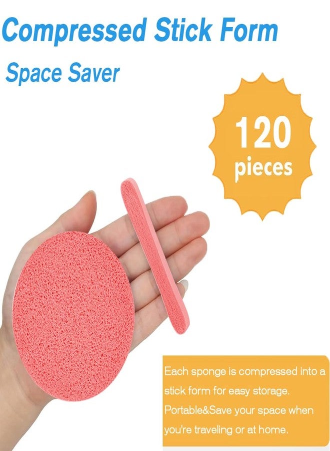 FITINI Facial Sponge Compressed 120 Count,Makeup Remover Wash Pads Round Soft Face Cleansing Sponges for Woman Exfoliating Mask,Makeup Removal,Spa Cleaning,Coral Pink - Image 4