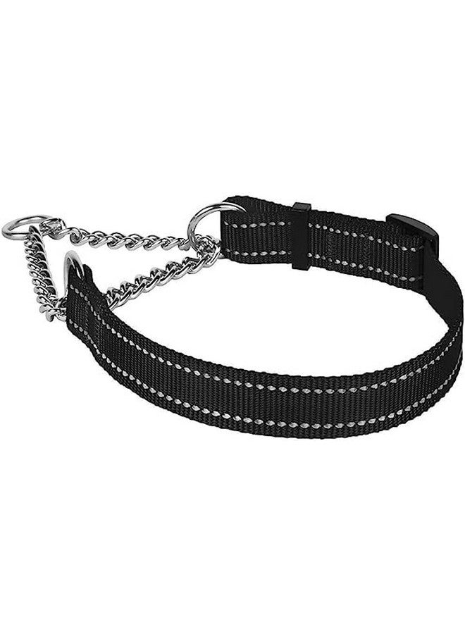 طوق عاكس فائق النعومة للكلاب مع جرس - طوق عاكس من النايلون مارتينجال قابل للتعديل من 18 إلى 26 بوصة للكلاب الصغيرة والمتوسطة الحجم (أسود) - Image 1