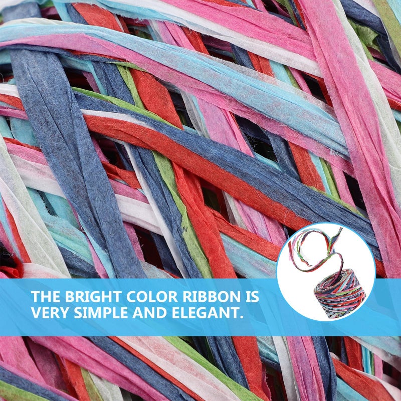 Colored Raffia Paper Ribbon Twine Rope For Wrapping And Party Decoration 200m Red Navy Blue Light Blue Green - Image 5
