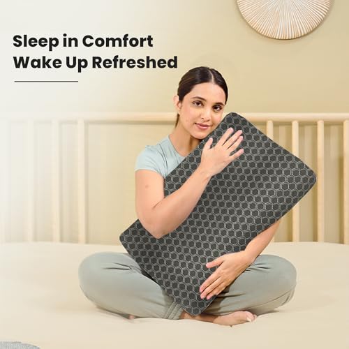CareFoam Memory Foam Cervical Neck Pillow | 2 Years Warranty | Pain Relief Sleep, Improves Posture Spinal Alignment, Neck Pain Relief | Queen 19 x 11 x 3.5 Inch | Black Jacquard Cover | Pack of 2 - Image 2