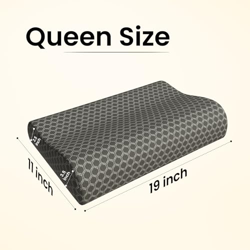 CareFoam Memory Foam Cervical Neck Pillow | 2 Years Warranty | Pain Relief Sleep, Improves Posture Spinal Alignment, Neck Pain Relief | Queen 19 x 11 x 3.5 Inch | Black Jacquard Cover | Pack of 2 - Image 5