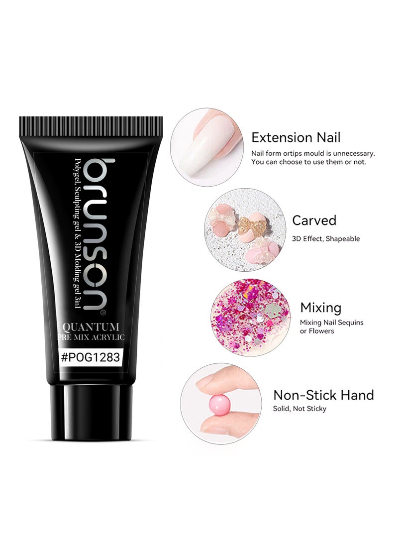 brunson Quantum 3In1 Polygel: 60g Pre-Mix Acrylic Poly gel with Sculpting & 3D Molding, Soak-Off Gel for Nail Extensions, Durable Acrylic Nail & Builder Gel Nails, Hard Gel for Nail Extension, Manicure Nails - Image 3