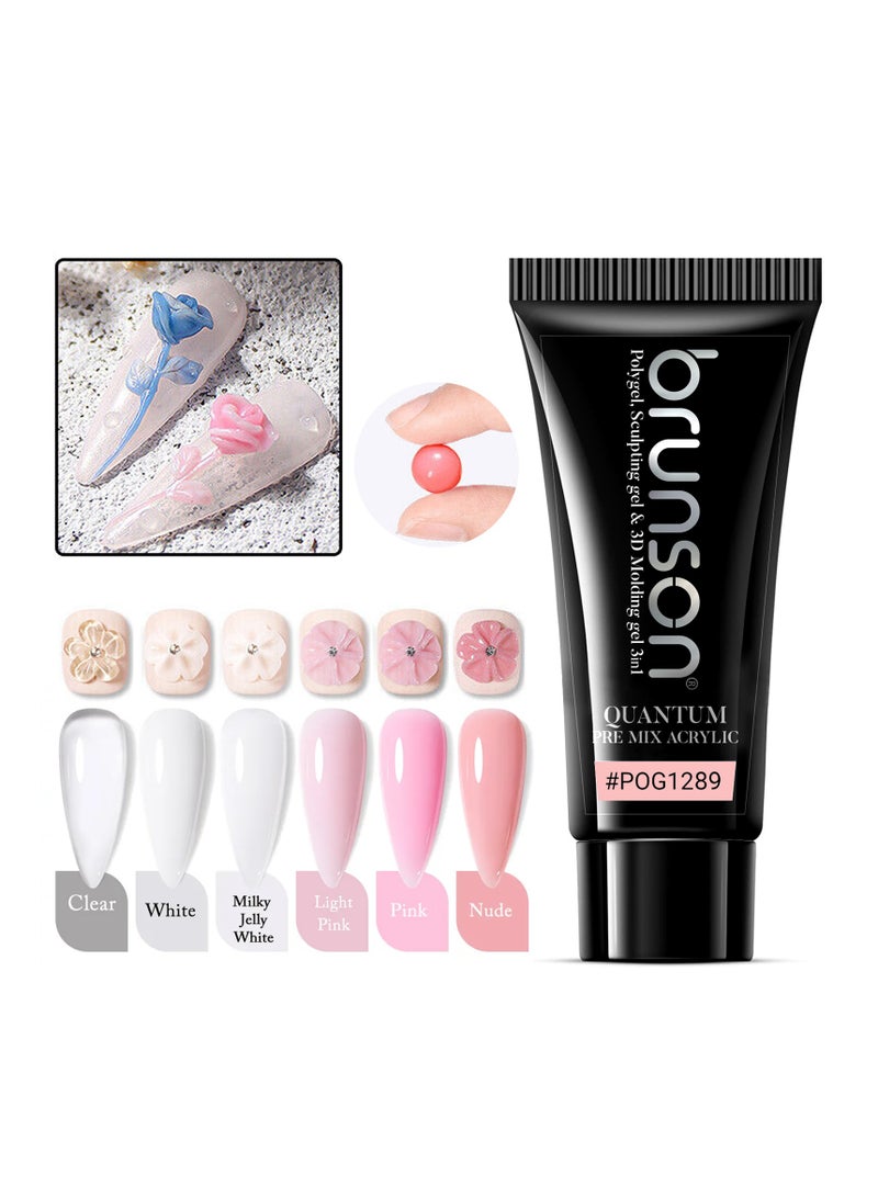 brunson Quantum 3In1 Polygel: 60g Pre-Mix Acrylic Poly gel with Sculpting & 3D Molding, Soak-Off Gel for Nail Extensions, Durable Acrylic Nail & Builder Gel Nails, Hard Gel for Nail Extension, Manicure Nails - Image 4