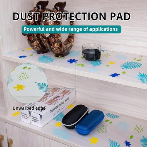 Tusmad Modern Pattern EVA Shelf Liner Premium Anti-Slip Waterproof Mat for Kitchen Cabinets,Drawers Easy to Cut, Washable,Shelf Paper for Home & Bathroom (Yellow Green Flower mat, 45 CM X 3 M ROLL) - Image 5