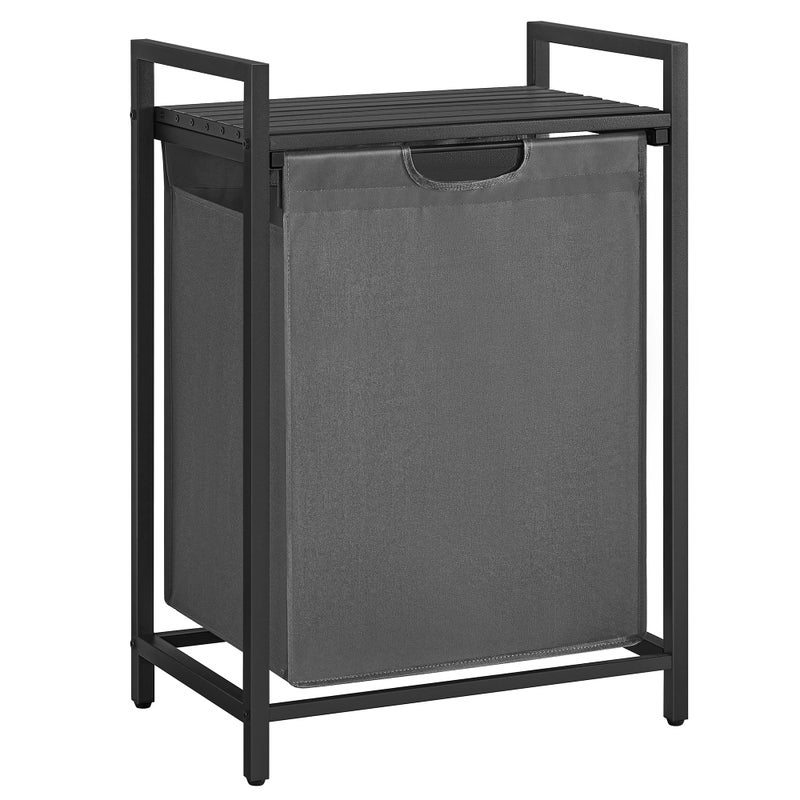 VASAGLE Laundry Hamper, Laundry Basket, Laundry Sorter with A Pull-Out and Removable Bag, Shelf, Metal Frame, 17.2 Gallons (65 L), 19.7 x 13 x 28.4 Inches, Gray and Black UBLH101G01 - Image 1