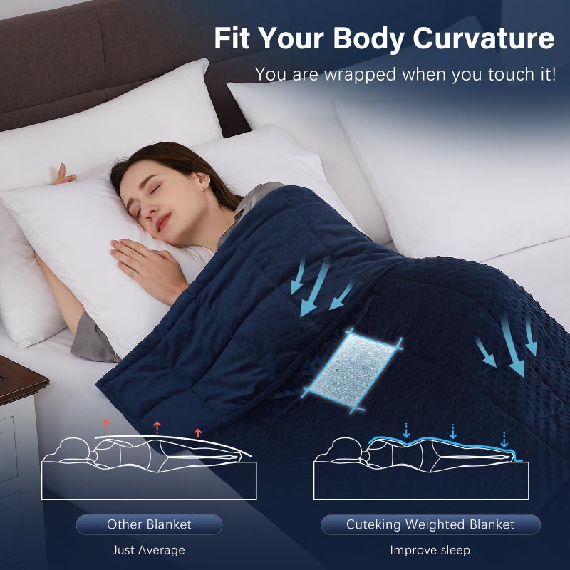 CuteKing Weighted Blanket - Weighted Blanket with Premium Glass Beads - Heavy Blanket Crystal Velvet for Comfort Sleep - Thick Blanket All Season (5lbs  36""x48""  Twin  Blue Bubble) - Image 4