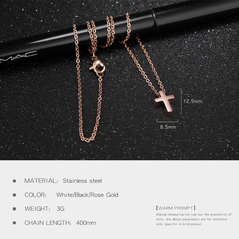 TEMICO Tiny Simple Cross Pendant for Children Boys Girls Stainless Steel Small Necklace with 16" Chain - Image 4