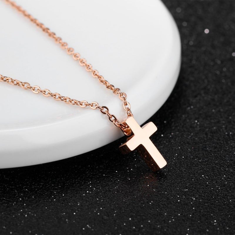 TEMICO Tiny Simple Cross Pendant for Children Boys Girls Stainless Steel Small Necklace with 16" Chain - Image 2