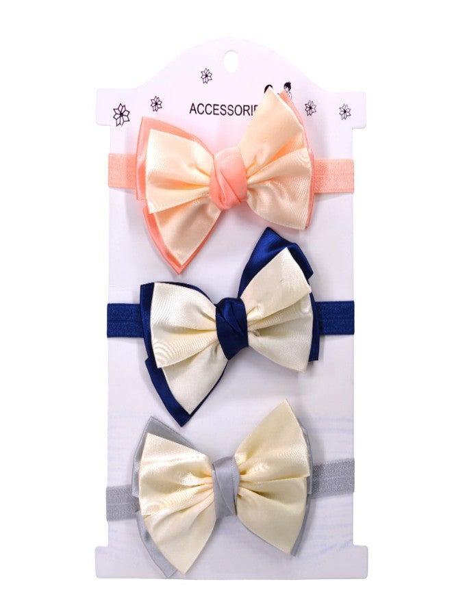 SYGA Pack of 3 Baby Headband | Soft, Stretchable & Skin-Friendly Hairbands for Baby Girls | Cute Floral Bow Design | Perfect for Newborns, Infants & Toddlers 0–3 Year(Design-11) - Image 1