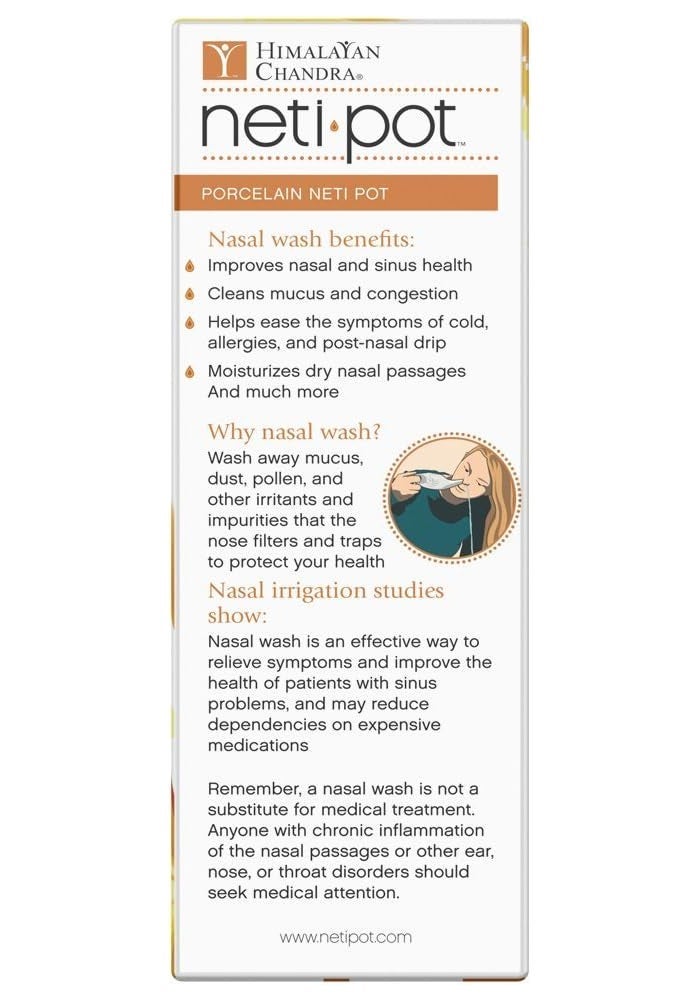 Himalayan Chandra Porcelain Neti Pot for Nasal Cleansing and Allergy Relief - Image 5