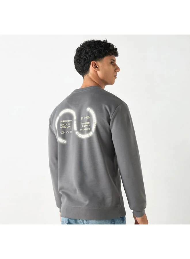 Lee Cooper Lee Cooper Printed Sweatshirt with Long Sleeves and Crew Neck