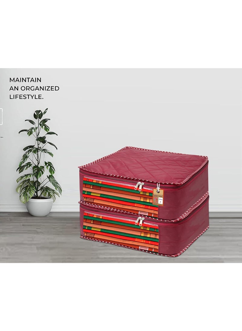 atorakushon Parachute Maroon 3 Piece Saree Cover Blouse Cover Wedding Gift Traveling Bag Wardrobe Organizer Dress protection cover - Image 4
