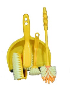 Generic 4-Piece Cleaning Set | Dustpan & Brush, Carpet Brush, Long Brush, Medium Brush | Multi-Purpose Cleaning Suitability | To Be Used In & On Kitchens, Bathrooms, Sinks, Carpets, & More | Multicolor 