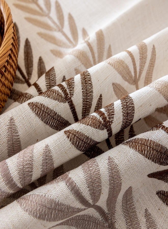 Joyfol Day Linen Tablecloths for Rectangle Table, Heavy Duty Beige Embroidery Tablecloths, Burlap Farmhouse Tablecloth, Waterproof and Wrinkle Free Table Cover, 102''x 55'' - Image 4