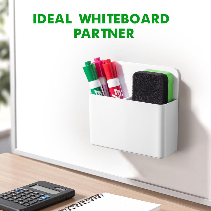 Banafich 2 Pcs Magnetic Dry Erase Marker Holder For Whiteboard  Plastic Magnetic Pen Holder For Refrigerator Fridge  Magnet Pencil Cup For School Classroom  Locker Accessories  Pen Cup Organizer-White - Image 4