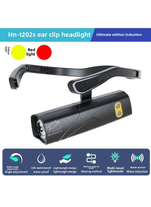 Lightweight Detachable Headband Lighting Lamp Mountain Camping Dual Light Source Head Lamp Night Running Fishing Induction Headlight-Color:Supreme Version Hn-t202sh Yellow Light Sensor Headlight