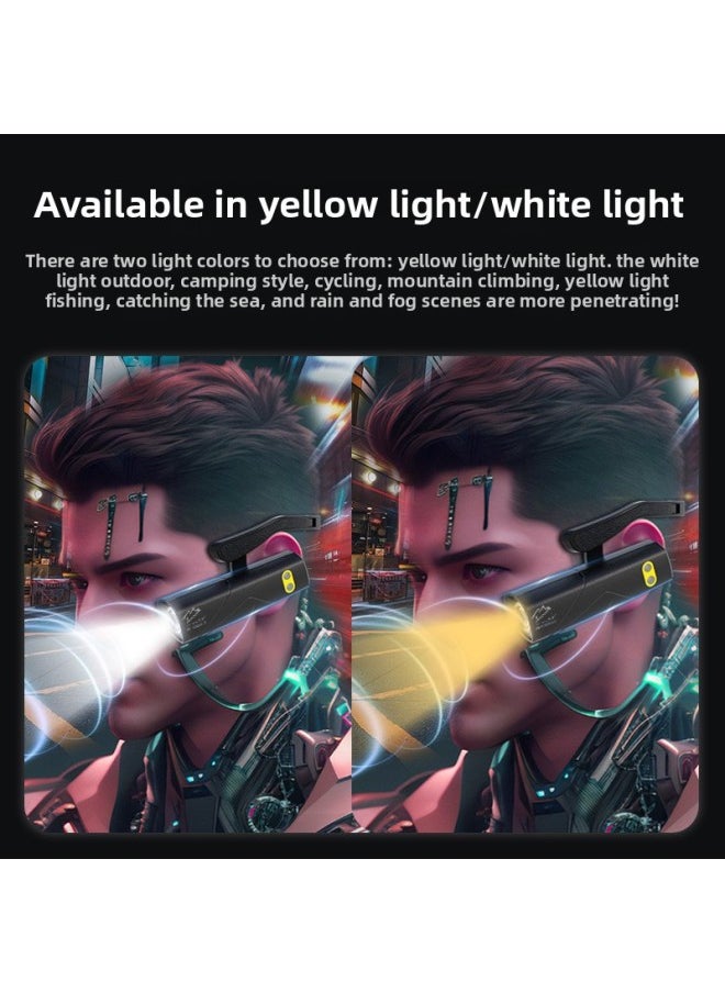 Lightweight Detachable Headband Lighting Lamp Mountain Camping Dual Light Source Head Lamp Night Running Fishing Induction Headlight-Color:Supreme Version Hn-t202sh Yellow Light Sensor Headlight