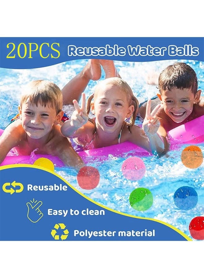 واي جيه 20 كرة ماء قابلة لإعادة الاستخدام للألعاب الخارجية، كريات ماء للأطفال والمراهقين من الذكور والإناث، كريات للأنشطة الصيفية في المسبح والفناء الخلفي - Image 3