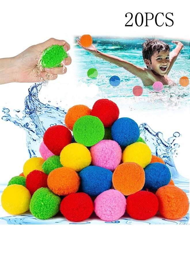 واي جيه 20 كرة ماء قابلة لإعادة الاستخدام للألعاب الخارجية، كريات ماء للأطفال والمراهقين من الذكور والإناث، كريات للأنشطة الصيفية في المسبح والفناء الخلفي - Image 1